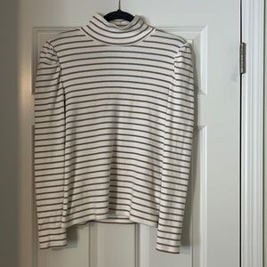 J.Crew Factory striped puff sleeve turtleneck M